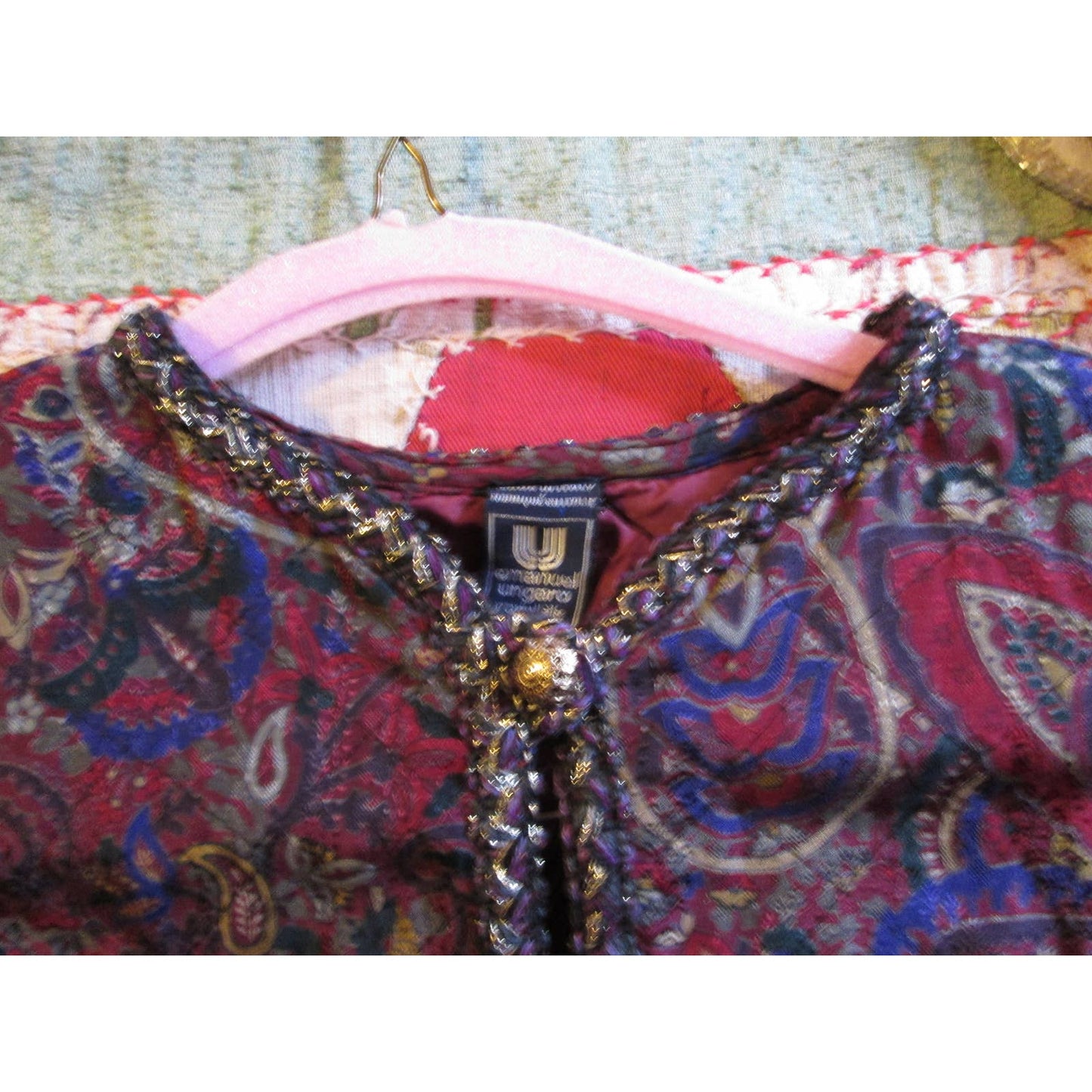 Emanuel Ungaro Parallis Paris, two piece   lined paisley , shlder pads,  cleaned size 10